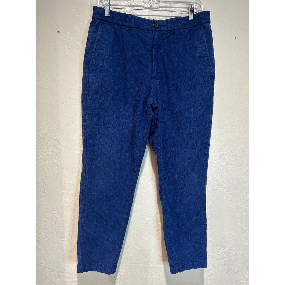 Banana Republic Athletic Fit Blue Seersucker Chino Pants Mens 31x30 Tapered
